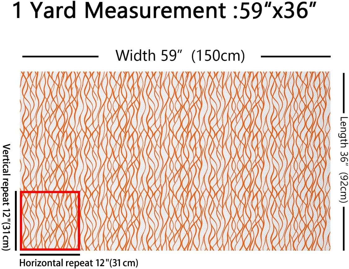 Erosebridal Modern Striped Upholstery Fabric,Orange Abstract Art Fabric by The Yard,Geometric Lines Decorative Fabric,Contemporary Luxury Hotel Style Indoor Outdoor Fabric,Orange White,5 Yards