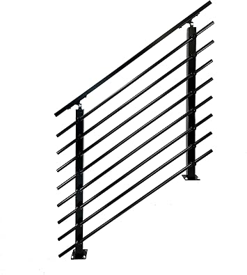 Modern Horizontal Adjustable Railing Banister System, for Staircases, Balconies, and Decks, Complete Guard Railing Kit 4 Foot L Banister