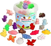 Vista 1 de Juguetes Squishy Mochi, 24 piezas de dinosaurios esponjosos para niños, regalos para fiestas, premios para clases, juguetes esponjosos para aliviar