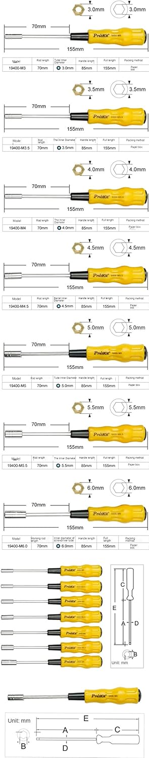 1PK-9402 7Pcs Electronic Hex Nut Driver Set, Precision Screwdriver Set