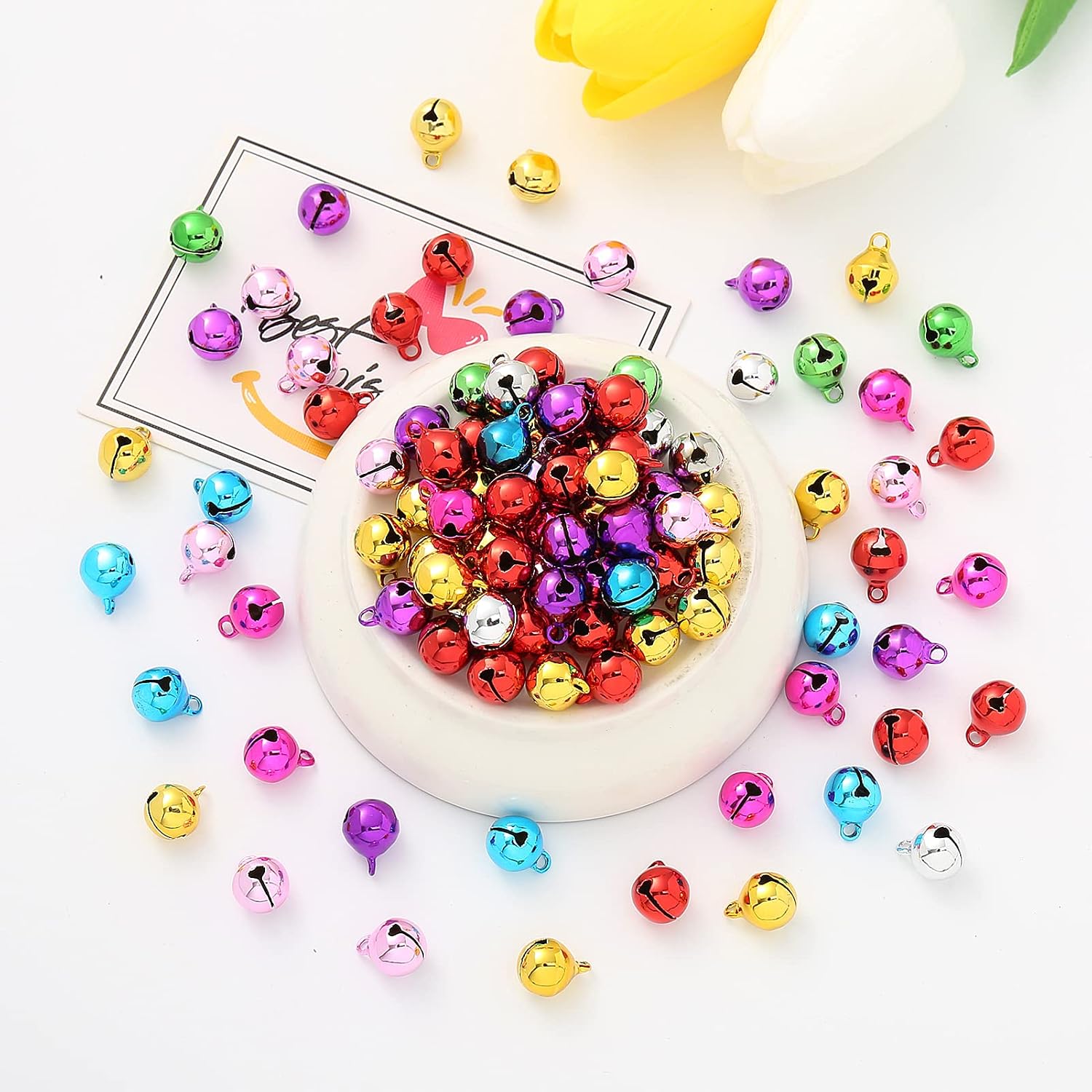 HERZWILD Coloured Jingle Bells Pack of 120 - Copper Bells for Jewellery Craft Sleigh Ornament, Christmas Party Decoration (Colourful) - Image 5