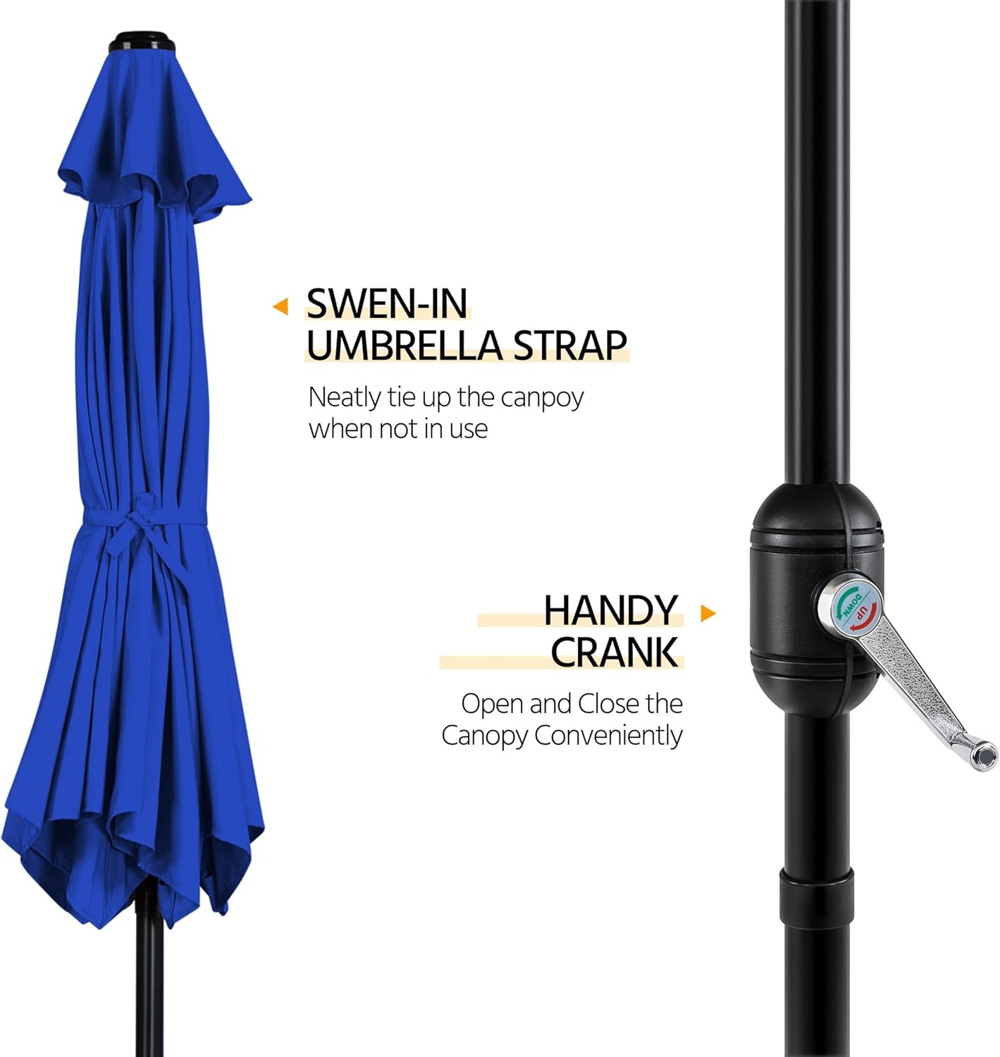 Yaheetech 9FT Patio Umbrella Outdoor with Heavy Duty Base Included,Table Umbrella with Push Button Tilt and Crank, UV Protection Waterproof for Yard/Outdoor/Wedding Parties and Events - Royal Blue