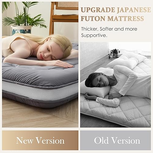 Miniatura 2 de Auemtyn Colchón japonés de suelo, colchón de futón japonés de 4 pulgadas, futón Shiki plegable y portátil (shikibuton), tapete de tatami grueso