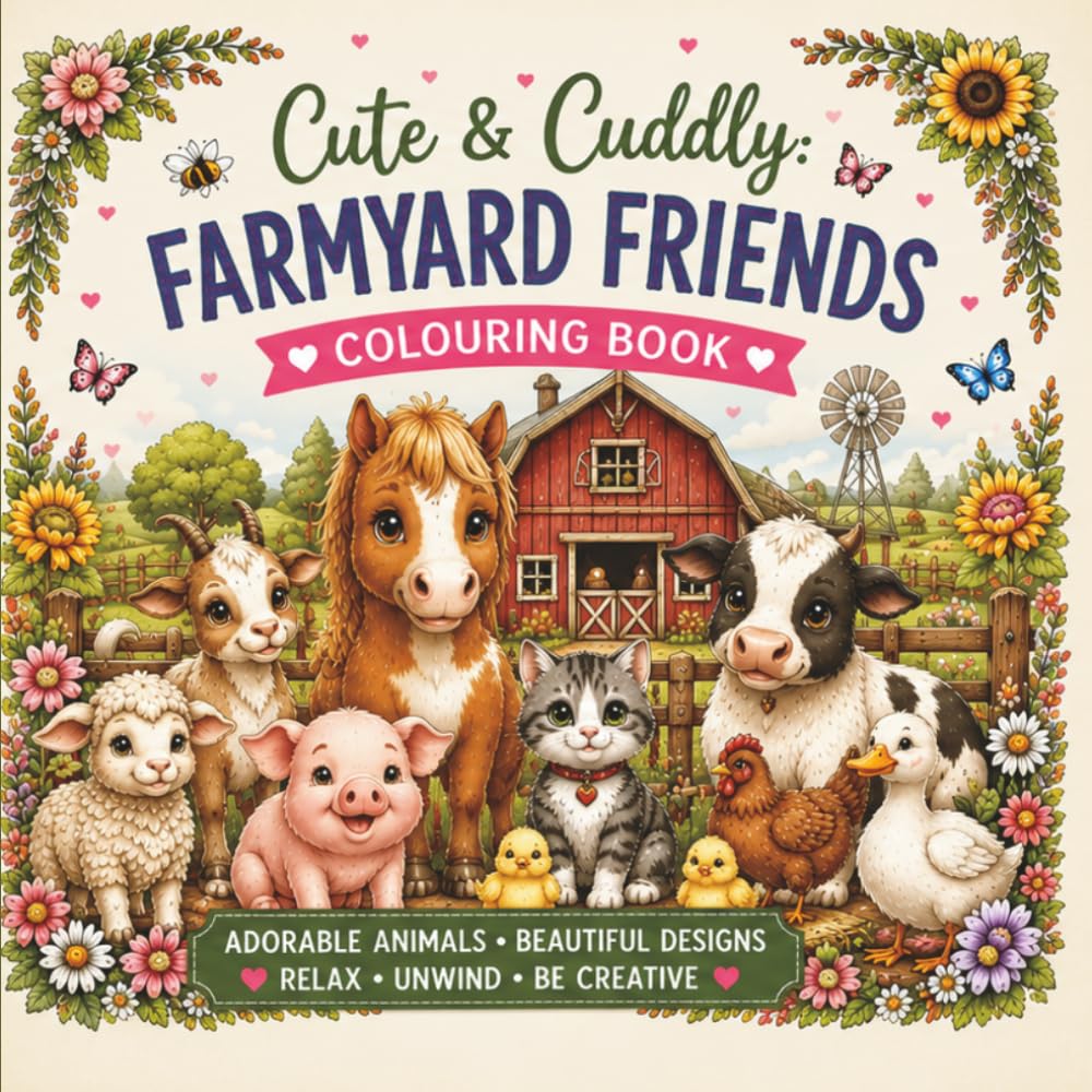 Cute & Cuddly: Farmyard Friends Colouring Book (The Cute & Cuddly Colouring Book Series)