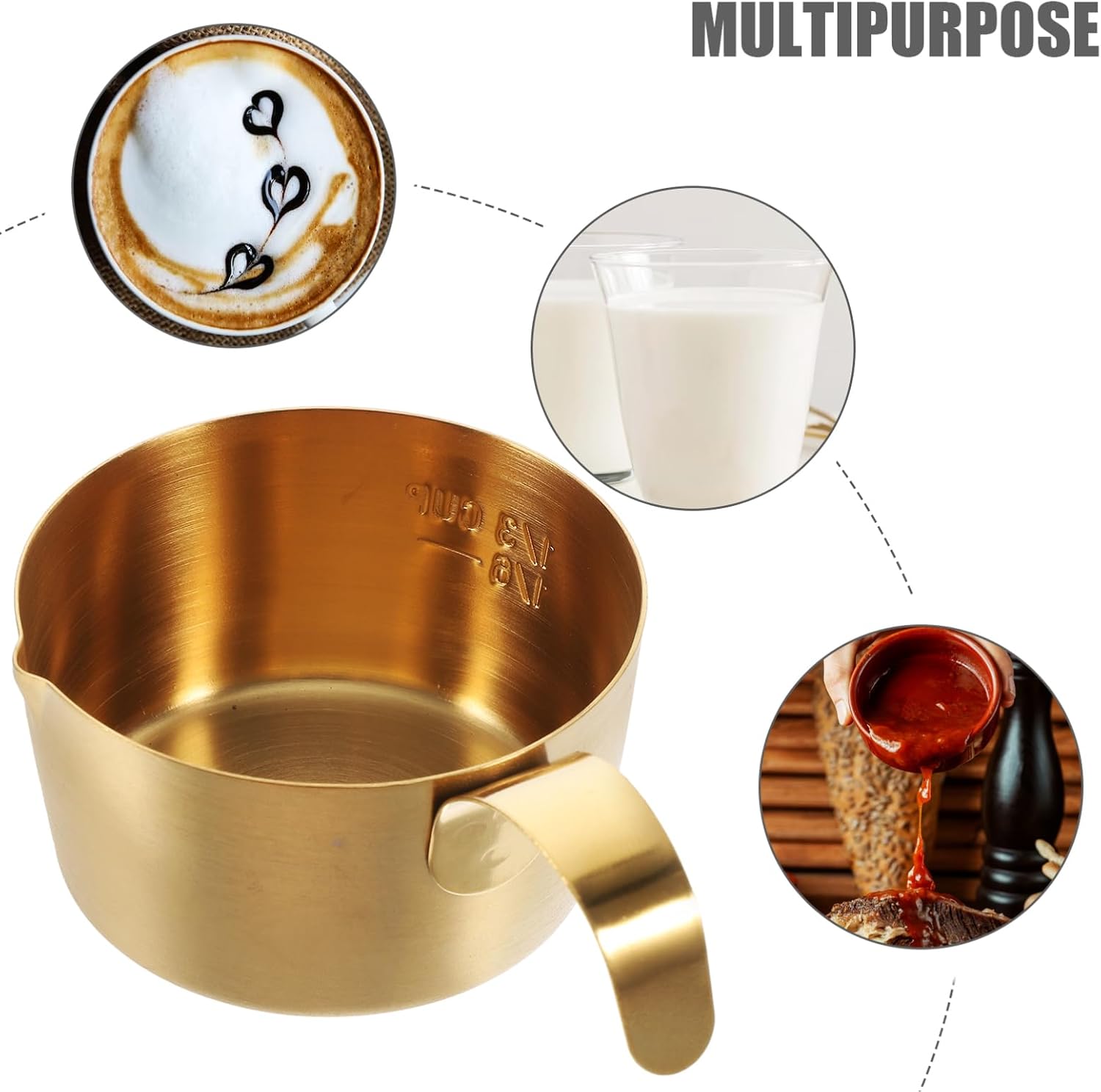 Gatuida Stainless Steel Espresso Extraction Cup 80Ml with Engraved Measurements and Handle Coffee Dosing Pitcher for Espresso Shots Sauces Milk Frothing Accessories