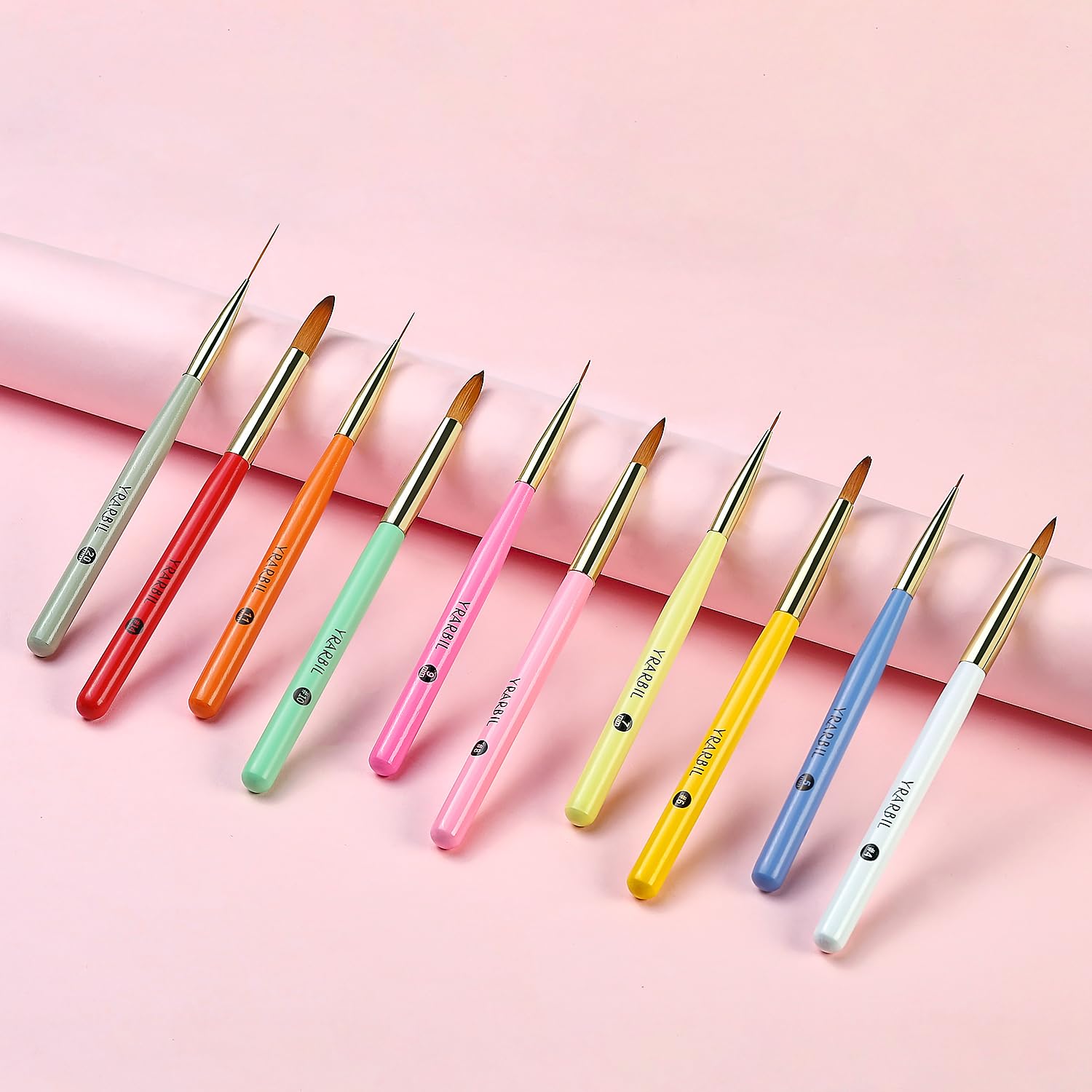 5PCS Nail Art Liner Brushes and 5PCS Acrylic Nail Brushes Set for Gel Polish Painting Art Design, Thin Long Lines, 3D Carving, Nail Extensions and Acrylic Powder Application