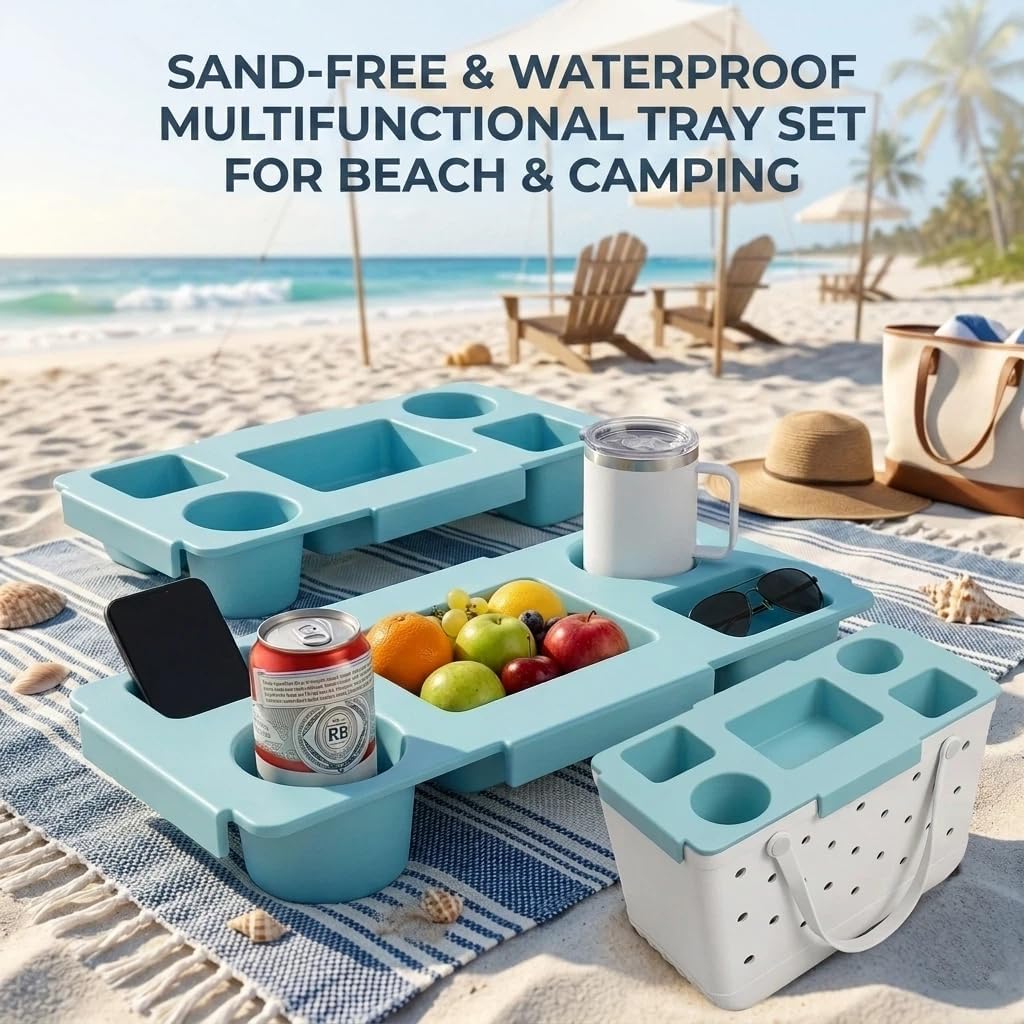 Topper Tray for Bogg Bag X-Large - Durable EVA Top Storage Lid & Cup Holder - Large Removable Tote Insert Divider and Organizer for Snack, Drinks - Beach, Pool, Travel Essentials (Mint Green)
