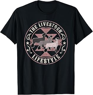 Show Club Lamb w/ Western Aztec-Inspired Distressed Pattern T-Shirt