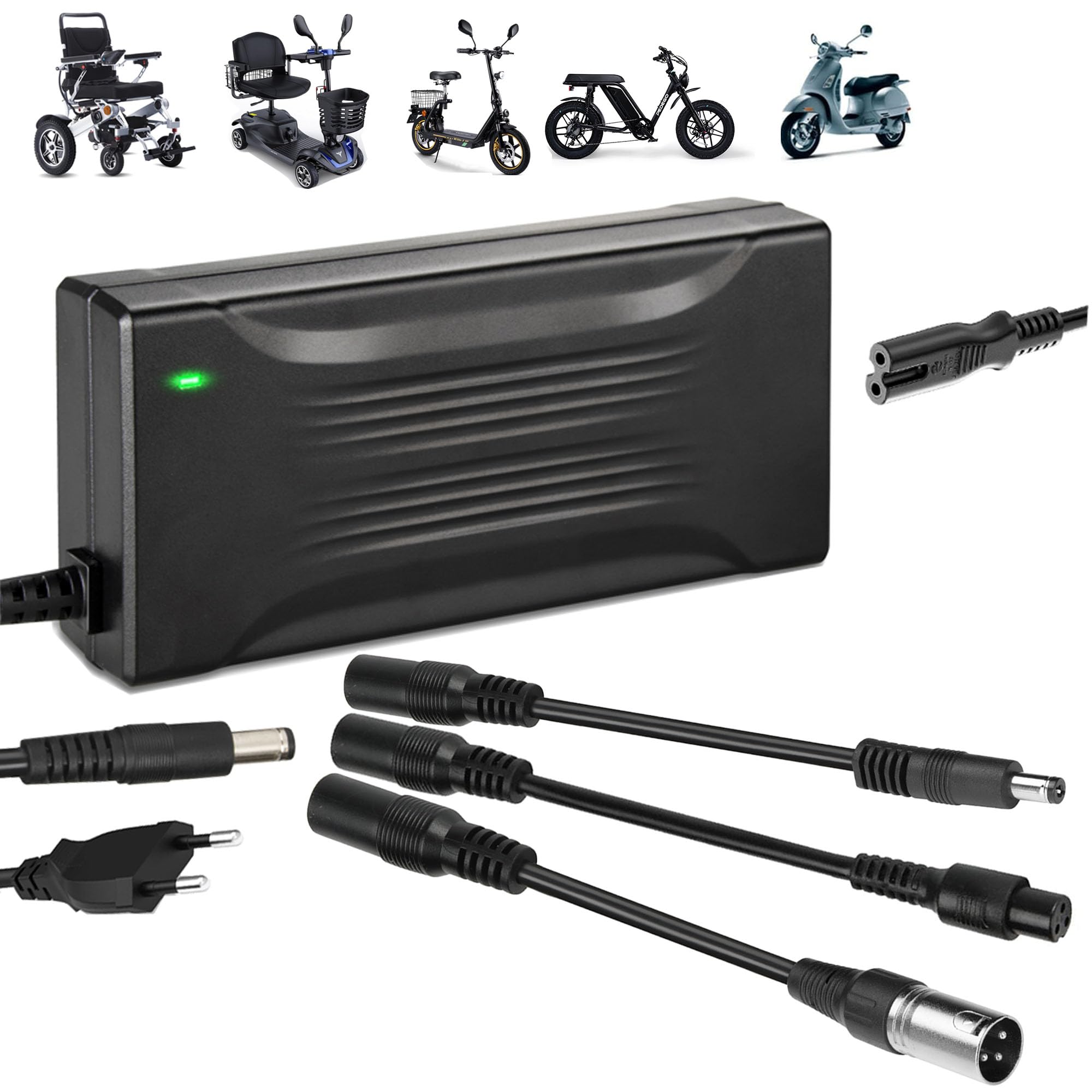 48V Ladegeräte für Scooter 54.6V 3A E Scooter Ladegeräte | Con conectores DC5525 para bicicletas eléctricas Hoverboard, universal, 48 V, cargador de scooter eléctrico