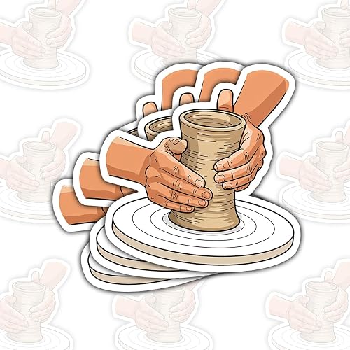 3 Pcs Pottery Hands on Wheel Clay Stickers, Cute Ceramic Art Studio Vinyl Decals