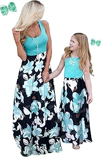 Mommy and Me Boho Floral Family Matching Maxi Dress with Pocket for Mother's Day… - Buy now