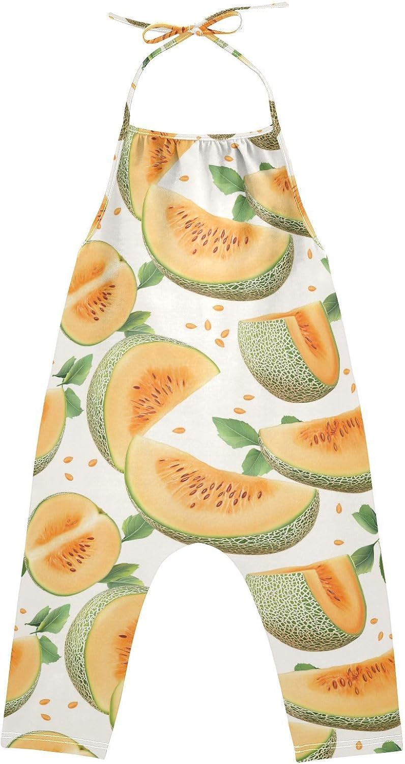 Cantaloupe Melon Toddler Girl Clothes Sleeveless Romper Jumpsuit for Girls Summer One Piece Romper Pants Size 1-6T