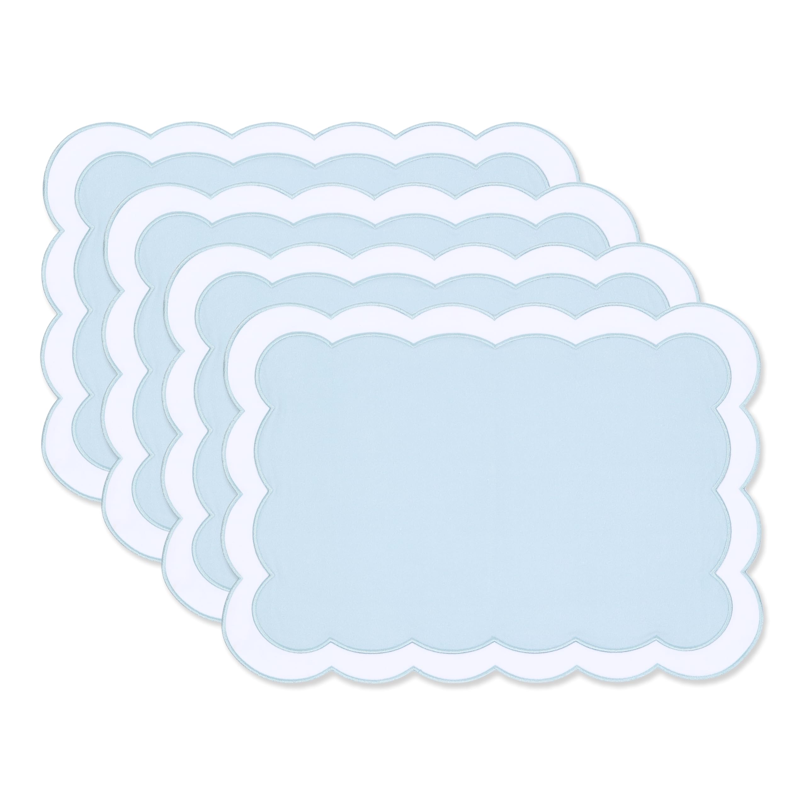 Hofdeco Premium Coastal Patio - Juego de 4 manteles individuales para interiores y exteriores, 14 x 19 pulgadas, doble capa, mantel individual de tela impermeable para cocina o mesa de comedor.