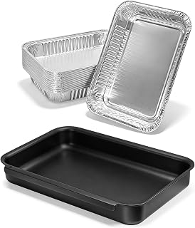 93305 Catch Pan with 20 Pack 6415 Drip Pan Liners for Weber Genesis & Spirit 2 and 3 Burners, Summit Silver Gold Platinum, Grease Tray Catcher for Weber Replacement 93305 83156 7515