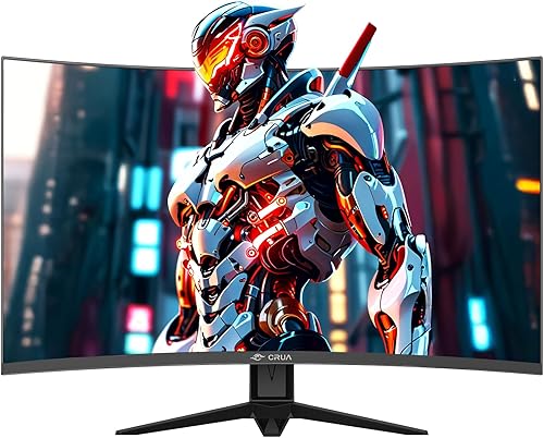 Vista 19 de CRUA Monitor curvo para juegos de 24 pulgadas, monitor de computadora de 165 Hz/200 Hz, FHD 1920 x 1080, 120% sRGB, AMD FreeSync, filtro de luz