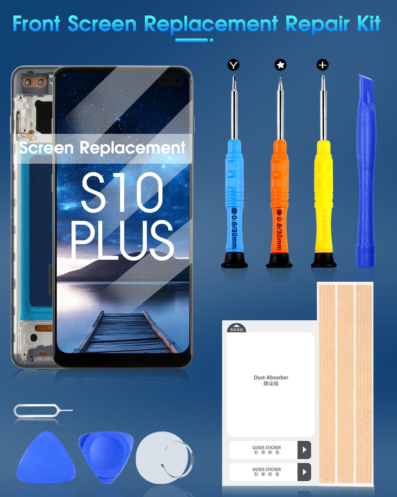 ARSSLY Pantalla LCD para Samsung Galaxy S10 Plus S10+ G975F G975U G975A 6,4"" LCD Pantalla Táctil Asamblea Reemplazo Pantalla de Cristal Digitalizador con Herramientas (Negro con Marco)