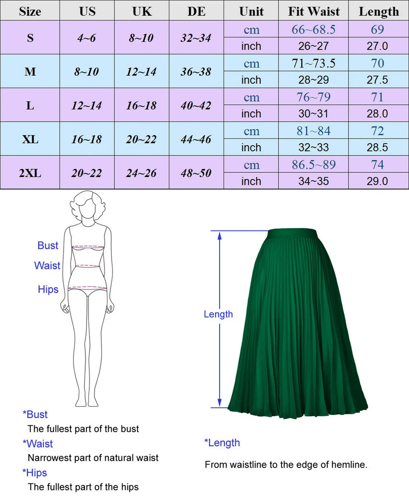 Gonna Midi in Maglia a Costine a Trapezio Svasata a Pieghe a Vita Alta da Donna Gonna Longuette con Vita Elasticizzata al Ginocchio da Donna-Verde nerastro-S