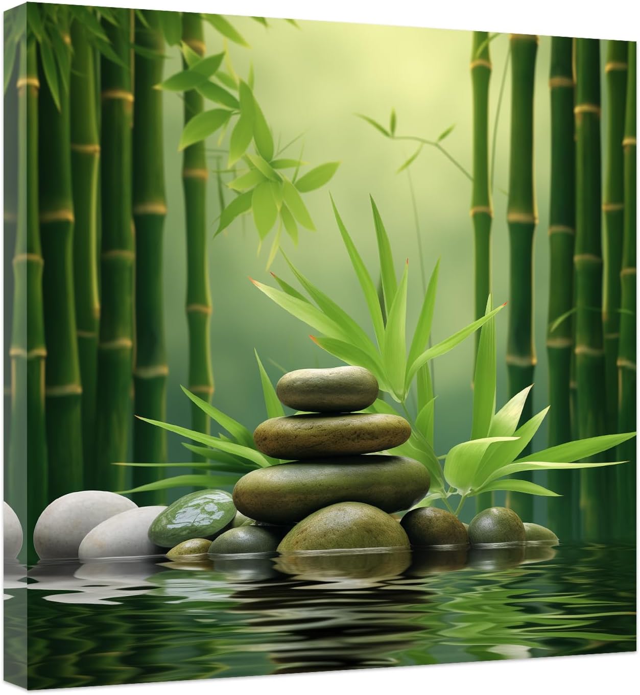 Amazon.com: ZXHYWYM Green Zen Wall Art Stone Spa Pictures Bamboo Zen ...