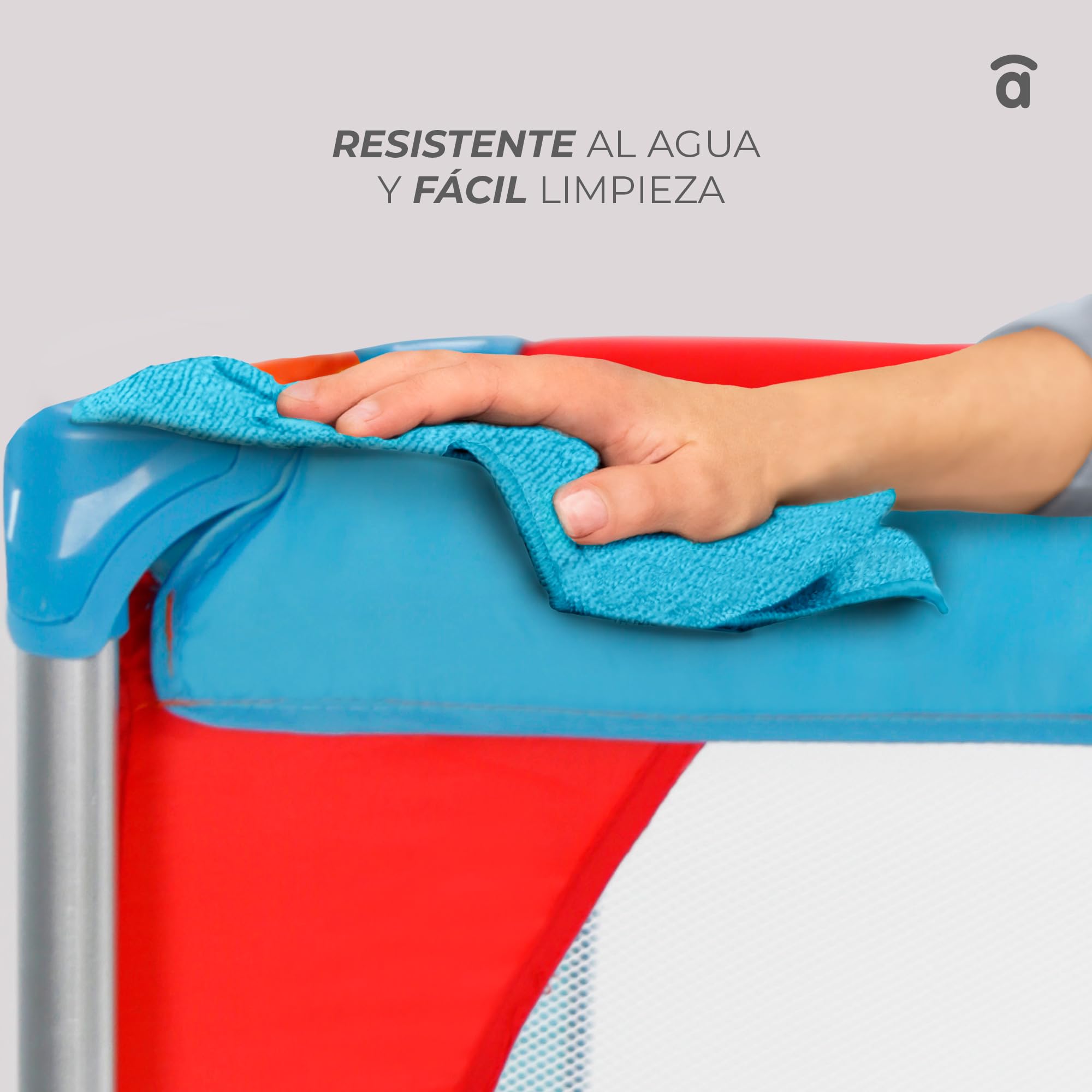 Parque Infantil ALUMINIUM 96x96 cm - Plegable, con Suelo Acolchado, Patas de Aluminio, Malla Transpirable y Bolsa de Transporte, Centro de Juegos Seguro para Bebés - Jungla de Colores Asalvo