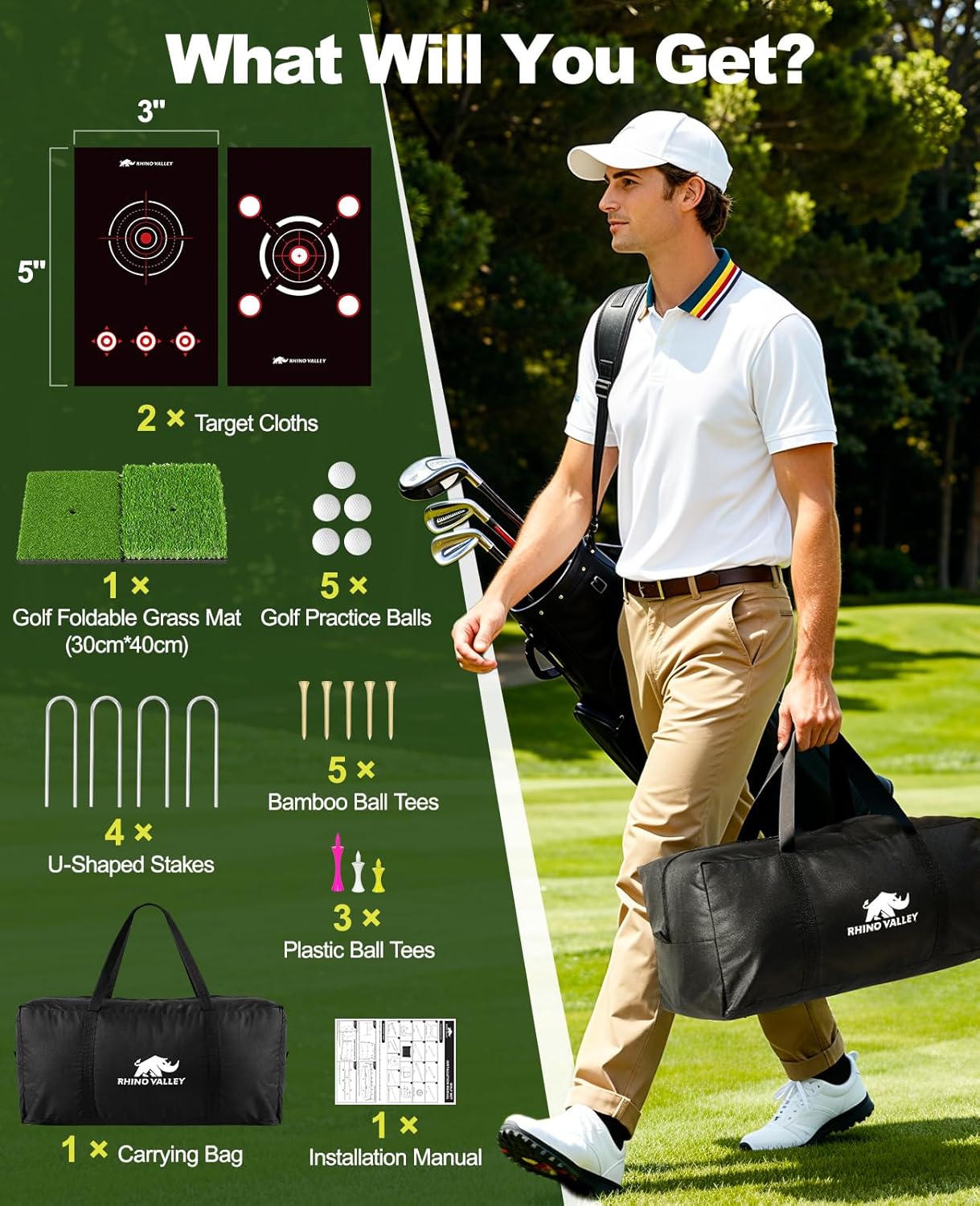 Golf Net, 10 x 7ft Golf Practice Net with 2 Targets - Heavy Duty Hitting Driving Chipping Swing Nets for Backyard Garbage Indoor Outdoor, Gifts for Men Dad Golfer