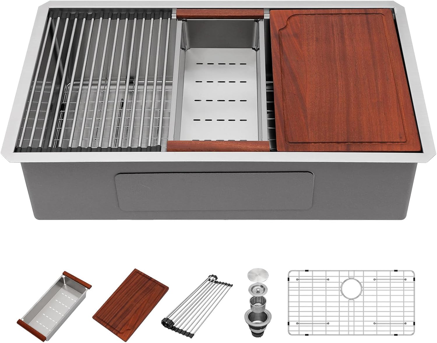 33 Undermount Kitchen Sink - Beslend 33x19 Undermount Kitchen Sinks Workstation Stainless Steel 16 Gauge Single Bowl 10 Inch Deep Ledge Basin