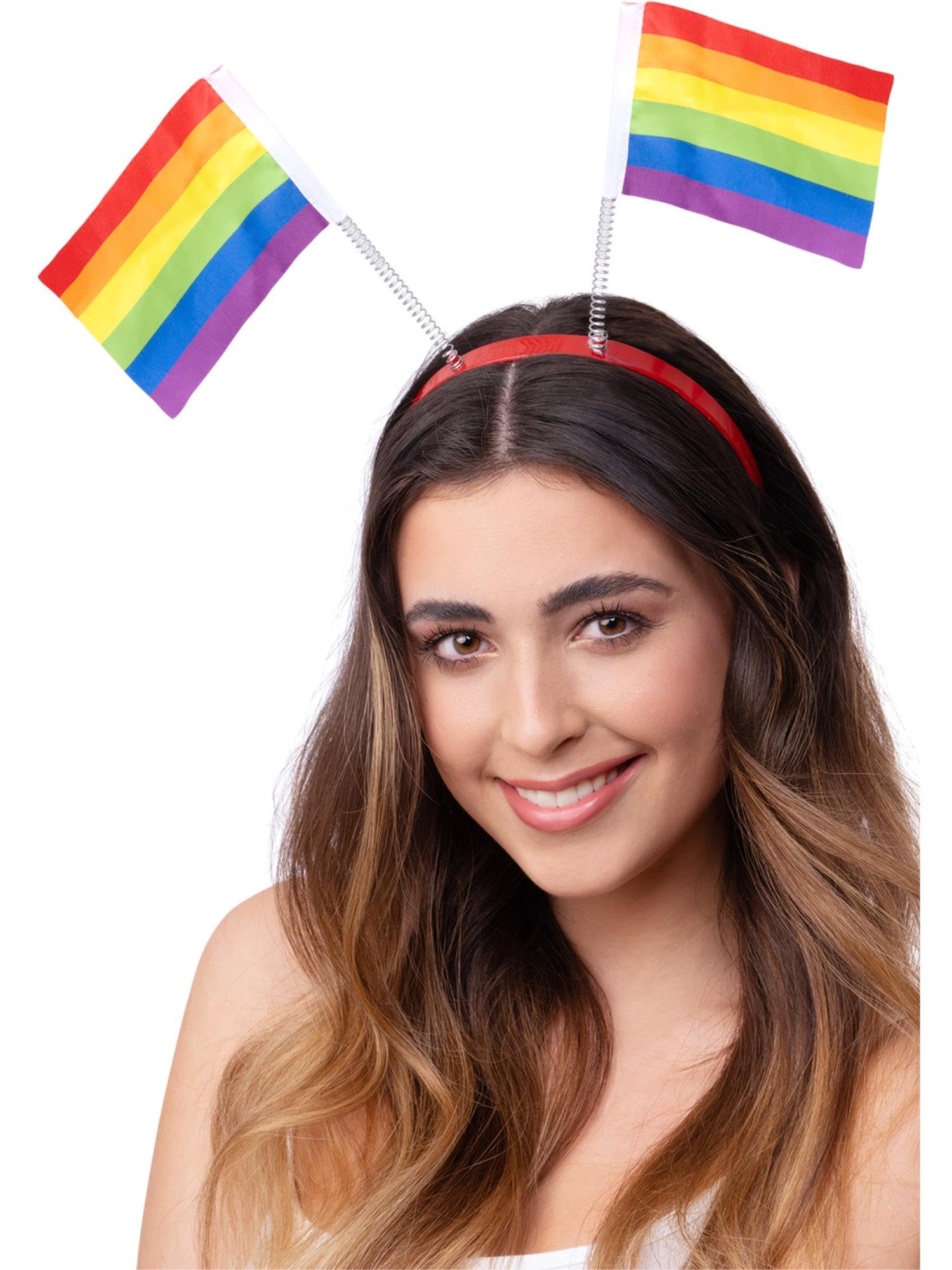 Smiffys Pride Rainbow Flag Bopper Headband, Rainbow/Gay Pride Items Fancy Dress, Adult Dress Up Accessories