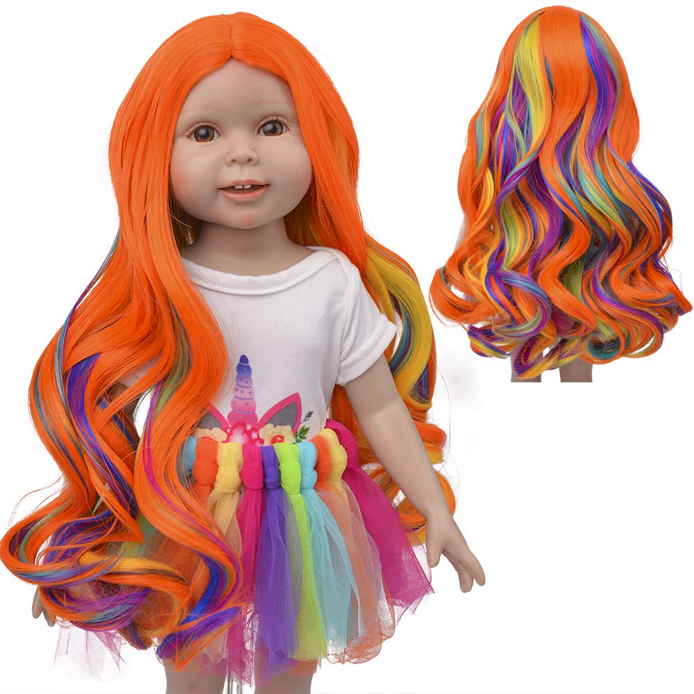 MUZI Wig Doll Wig for 18" American Doll, Curly Heat Resist Doll Hair for 18 in Doll Wig, American Girl Doll Wig, Doll Hair wefts for 18 inch Doll.
