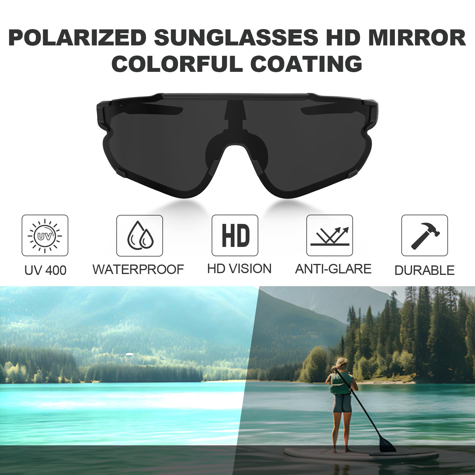 Polarized Sports Sunglasses for Men Women,Running Fishing Baseball Sunglasses,Cycling MTB Bike Glasses UV400