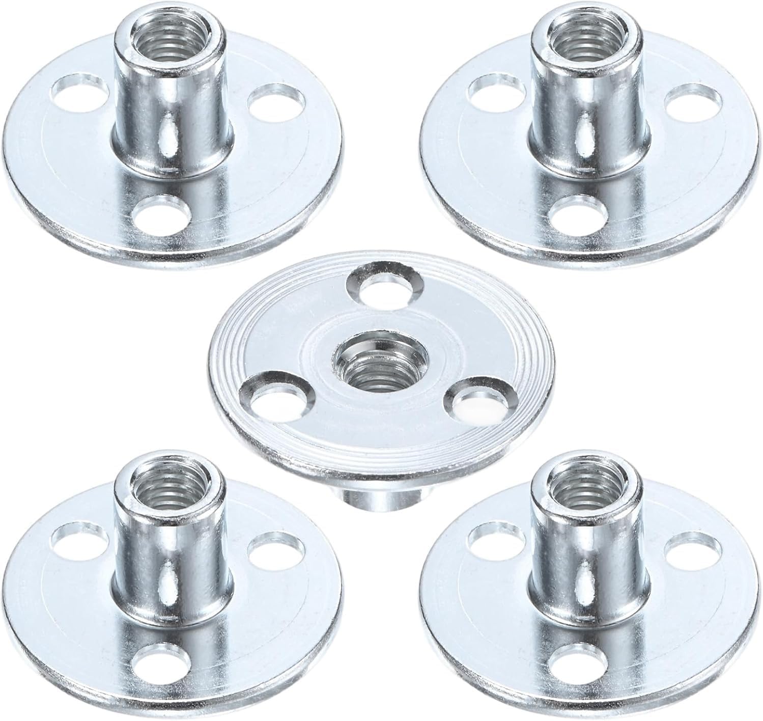 5-Pack M6X17Mm T-Nuts Zinc Plated Carbon Steel Tee Nut 3-Hole round Base Weld Nu - Color Name: Silver, Size Name: M6X17Mm