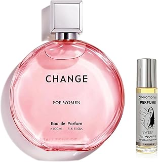 Women's Perfume Set 100ml Eau de Parfum + 10ml Pheromone Roll On Oil | Sweet Floral Gourmand Fragrance with Vanilla | Long Lasting Scent & Attraction Boost | Gift Set for Her (Change)
