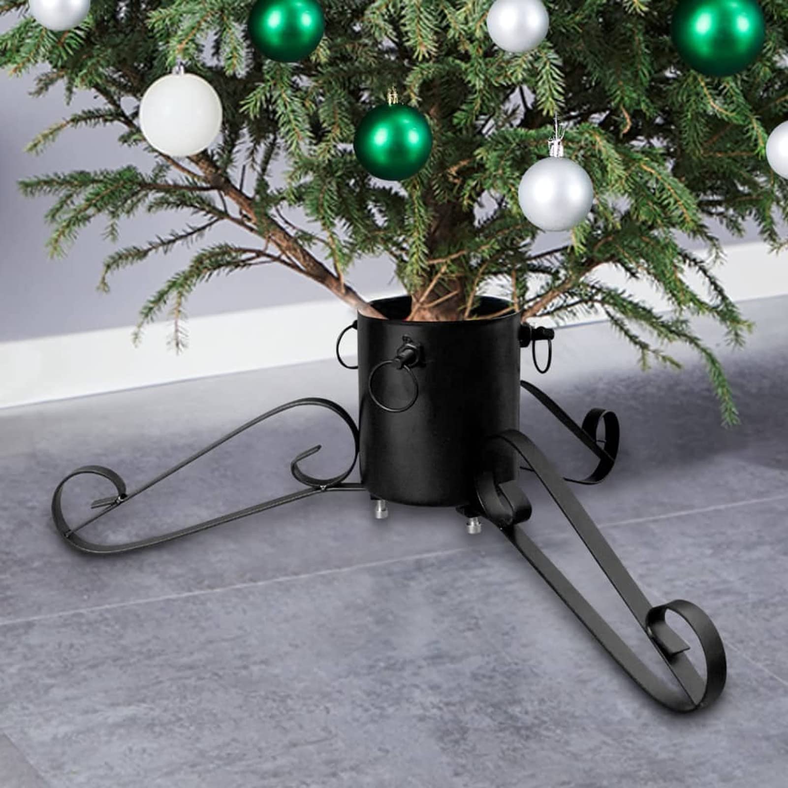 Homgoday Support de Sapin de Noël Noir 58x58x21 cm, Pied de Sapin de Noël, Base de Arbre de Noel pour Décoration de Maison, Salon, Bureau