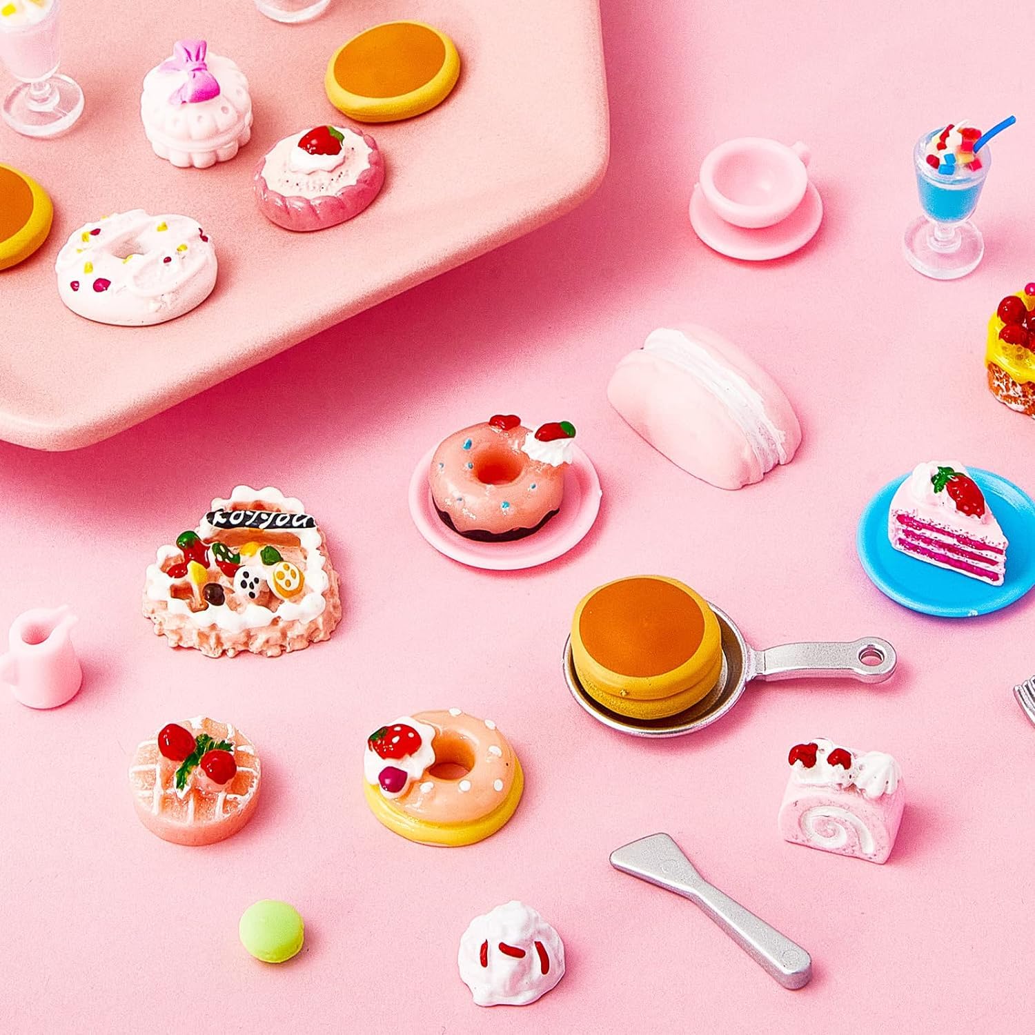40 Pièces De Nourriture Miniature En Résine - Pour Maison De Poupée, Décoration - Aliments Réalistes