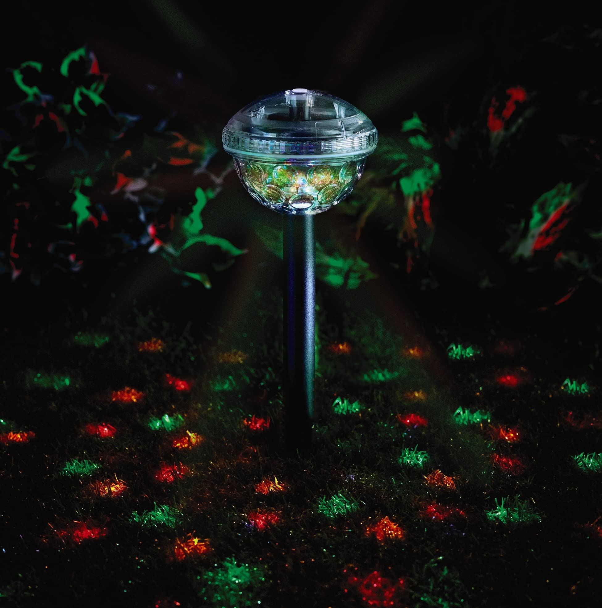 mysmartbuy.com 2 x Solar Powered Multicolour Projector Light – Disco Ball Effect Colour Changing Outdoor Garden Lights for Pathway, Driveway, Lawn or Patio – Each Measure H36 x 9.5cm Diameter