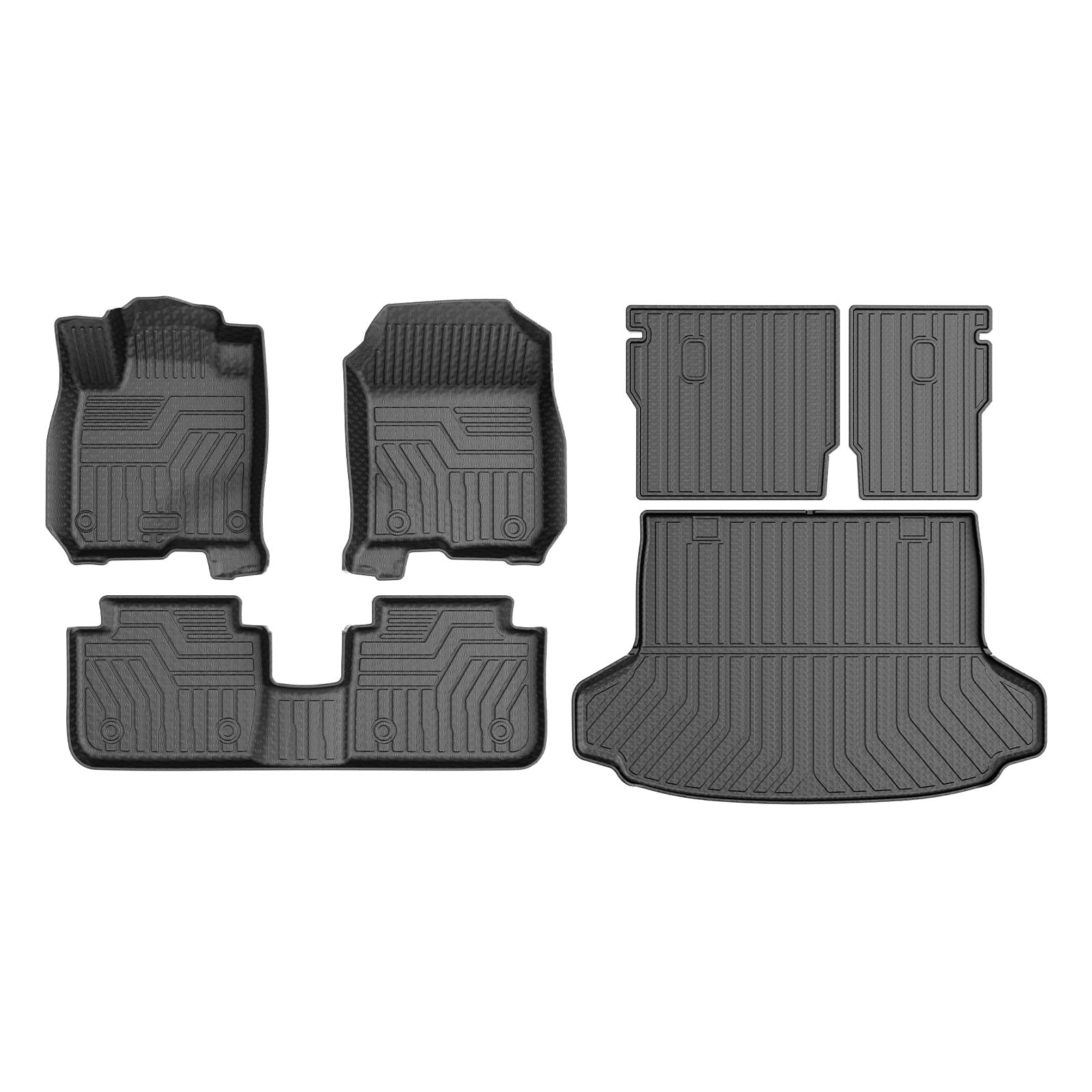 Mixsuper Liner Floor Mats for Honda HR-V 2023-2026, Cargo Mat Backrest Mats for HRV, All Weather Trunk Mat and 2 Row Floor Liners Set Black