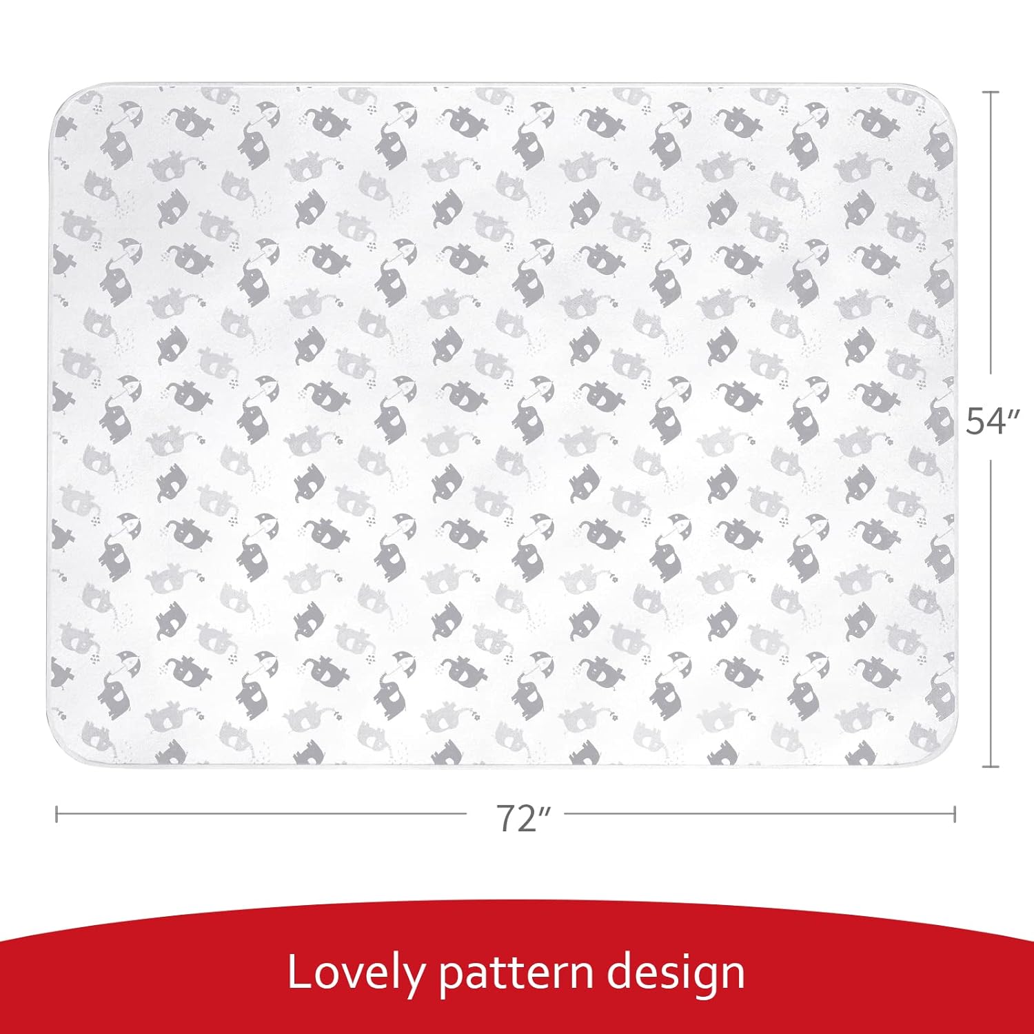 Large Splat Mat for Under High Chair/Arts/Crafts/Playtime, Moonsea High Chair Mat for Floor Non Slip Waterproof Washable Portable Picnic Splash Mat for Baby, 54X72 Inch - Elephant