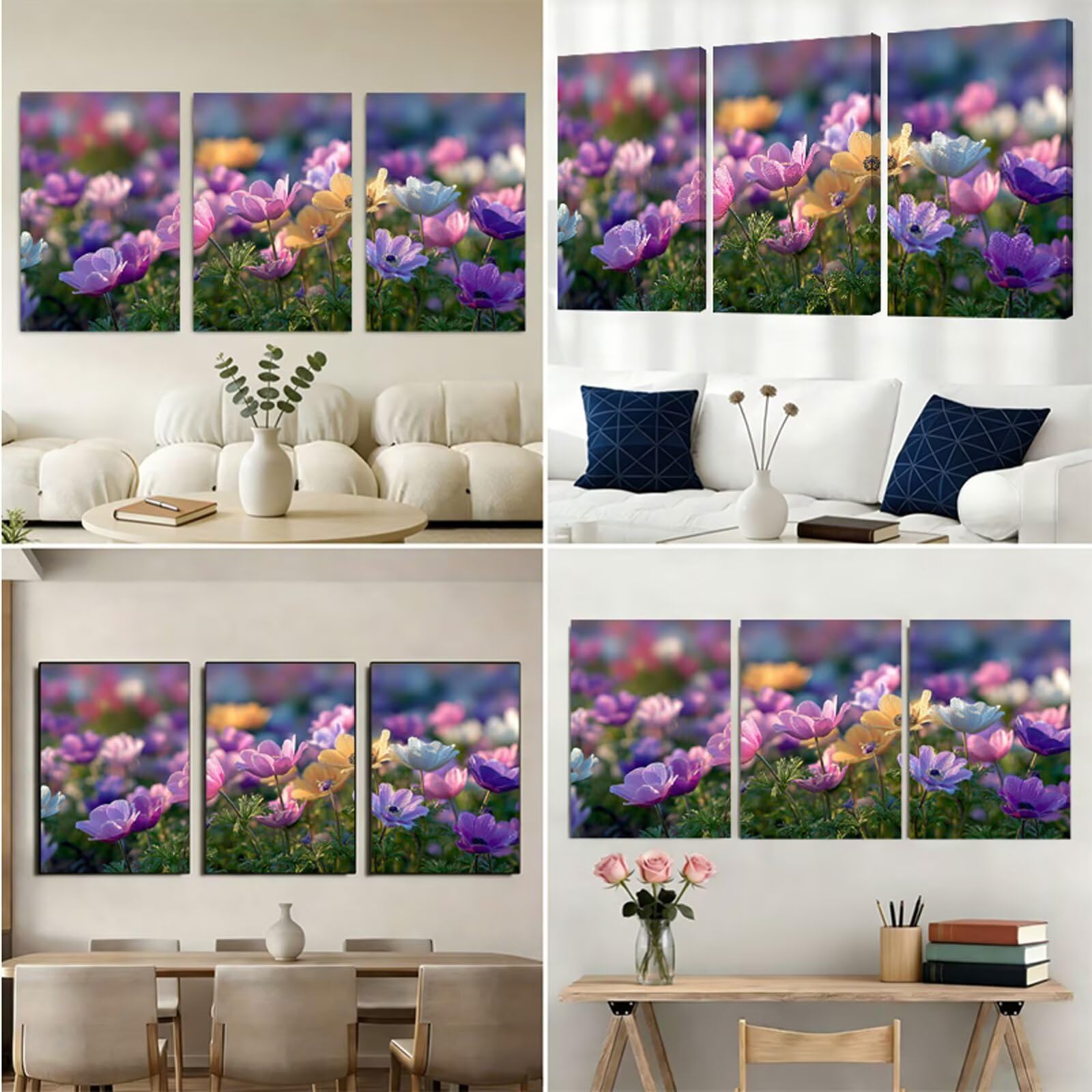 Zestawy do malowania diamentowego, fioletowe zestawy do malowania diamentowego, tryptyk, dla dorosłych, kwiat, DIY, kwadratowy kryształ, kryształ górski, haft krzyżykowy, prezenty dla kobiet