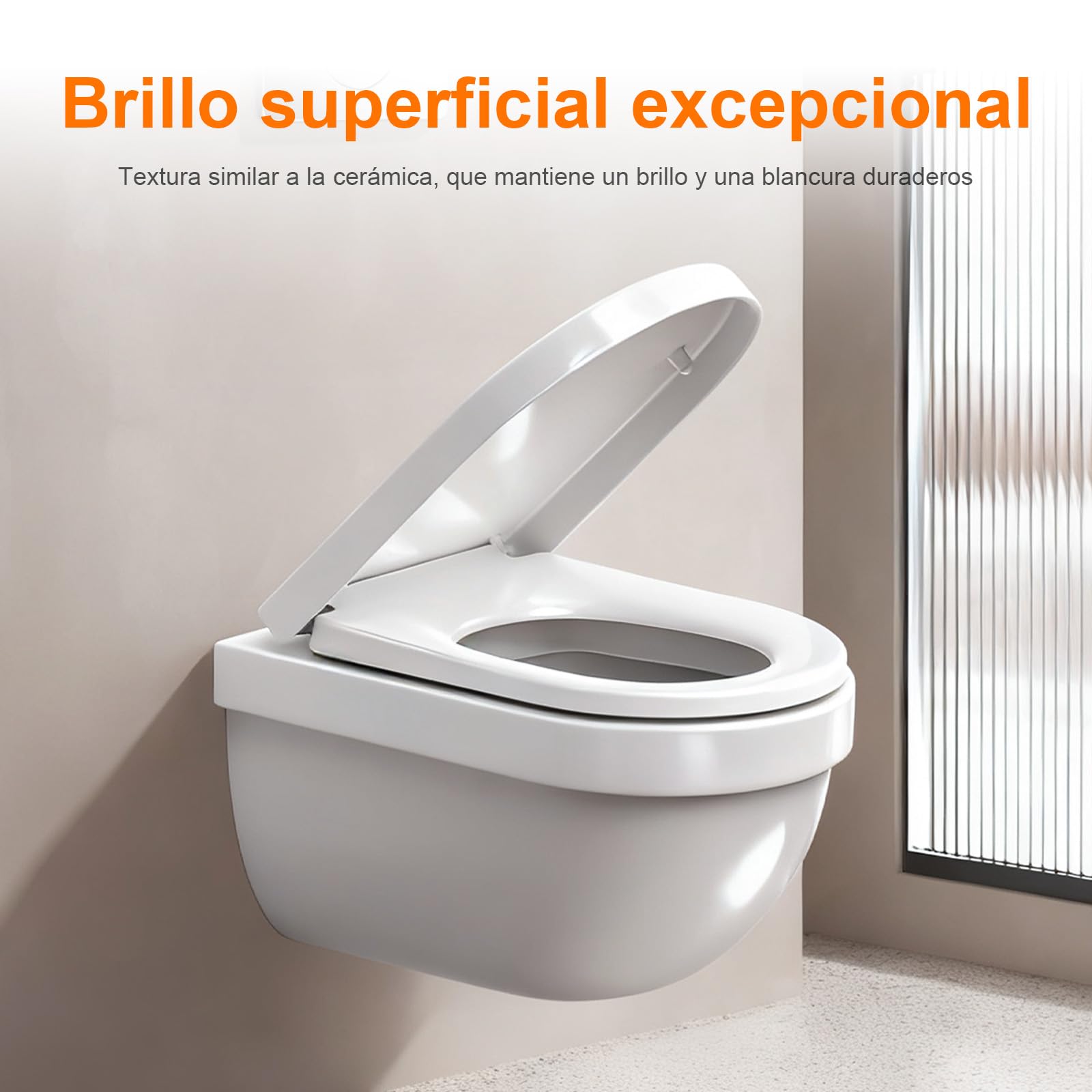 GRIFEMA Tapa WC Universal Premium - UF Resin, Efecto Cerámico, Antibacteriana, No Amarillea - Cierre Suave Silencioso - Liberación Rápida - Fácil Montaje - Tapa Inodoro Forma D [Exclusivo en Amazon]