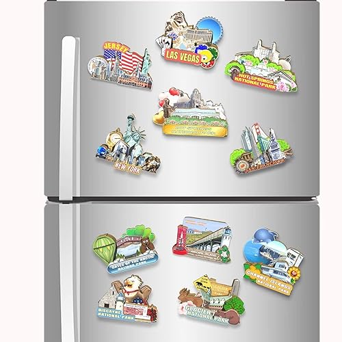 Miniatura 4 de Imán del parque nacional de aguas termales de Estados Unidos, imán de nevera, hitos de madera 3D, recuerdos coleccionables, decoración hecha a mano 2