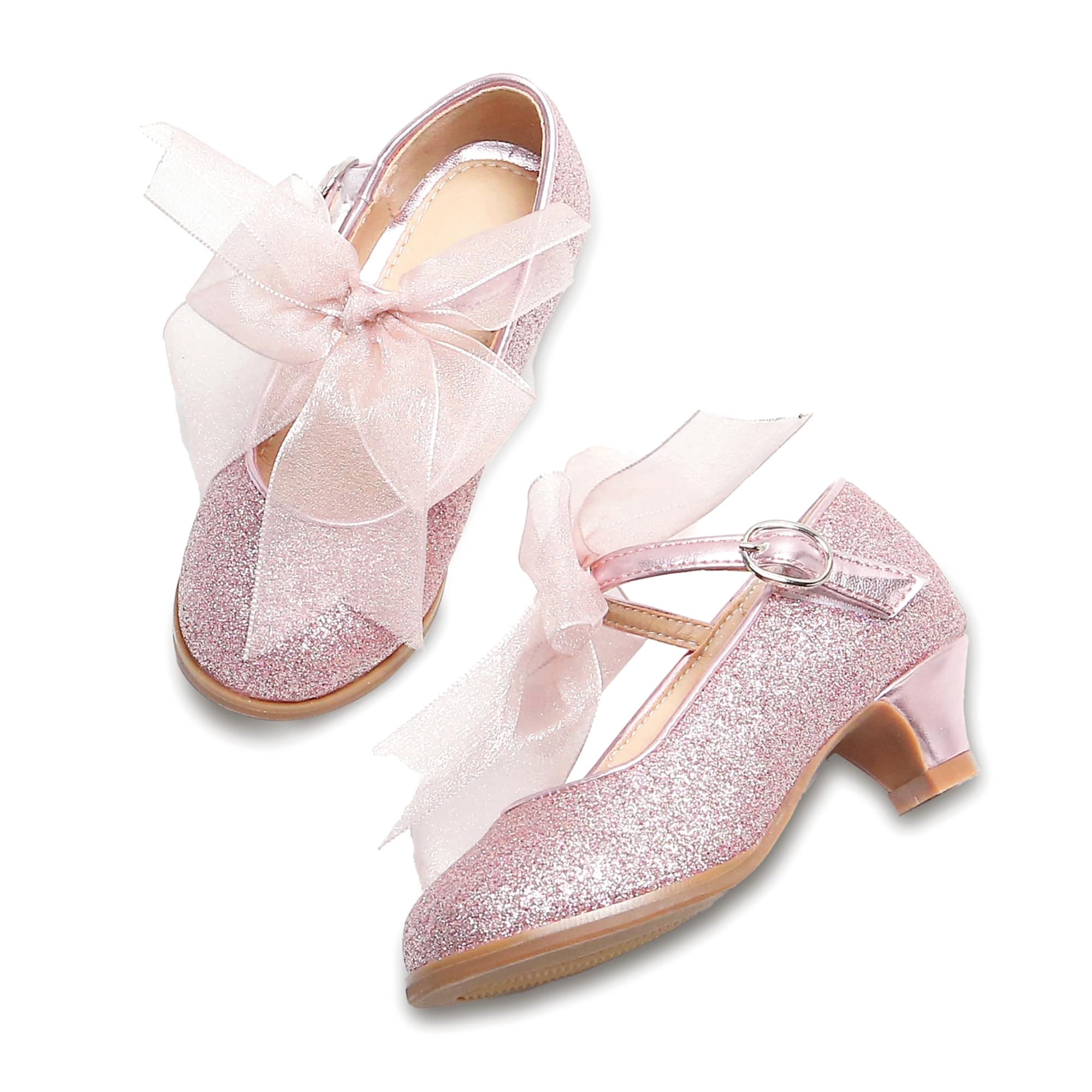 THEE BRON Girls Low Heel Dress Shoes Mary Jane Party Wedding Flower Girl Pumps