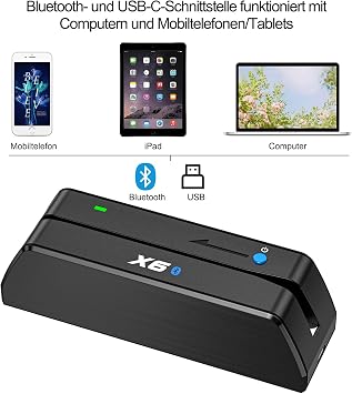 MSR605/MSR 606 Credit Card Reader/Typewriter USB Magnetic Stripe Card Terminal for Mac/Windows Magnetic Card Reader/Writing Instrument with Magnetic Strip and 3 Track Transfer Encoder - Black