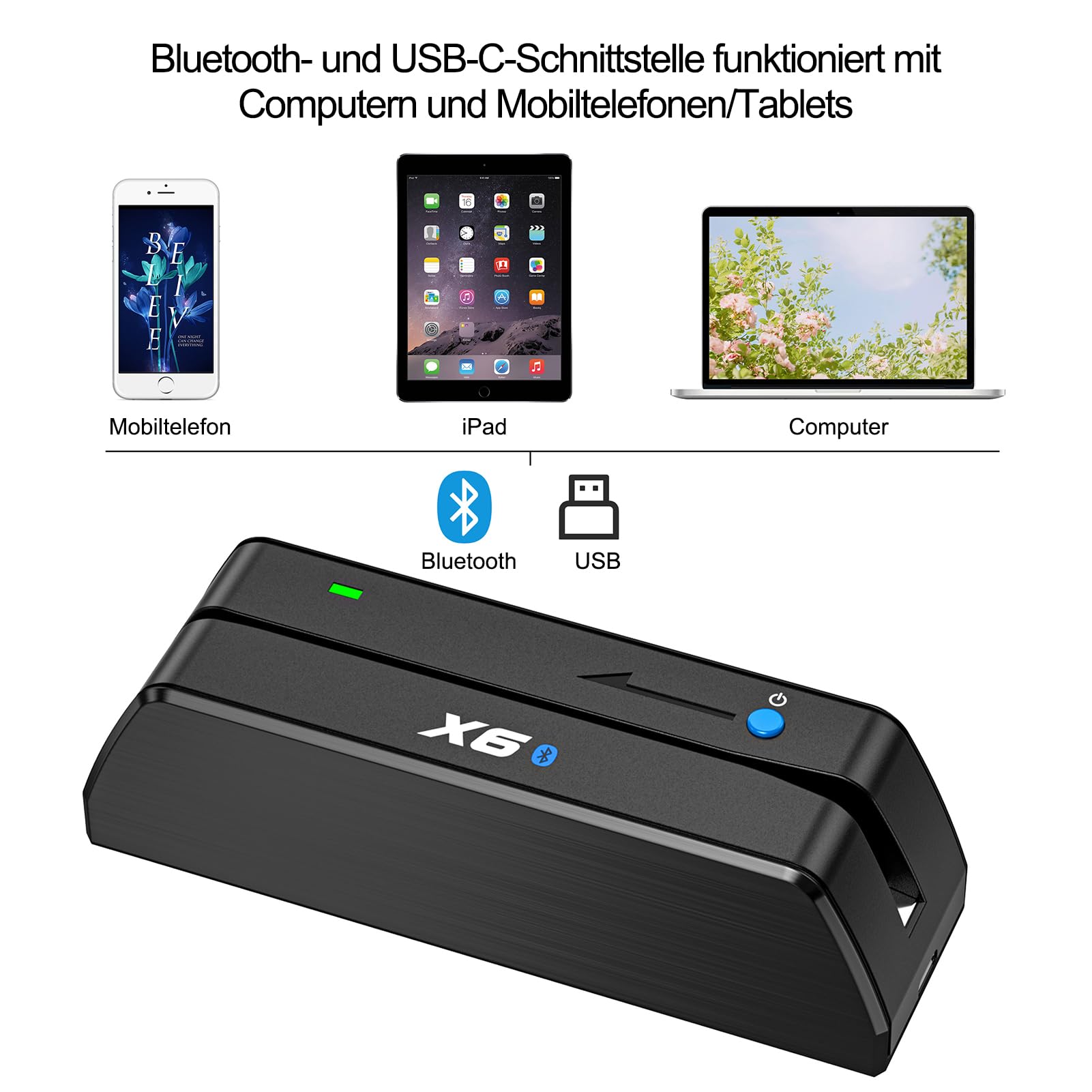 MSR605 MSR 606 Kreditkartenleser Schreibmaschine USB Magnetstreifen Kartenterminal 3-Spur Encoder Schwarz