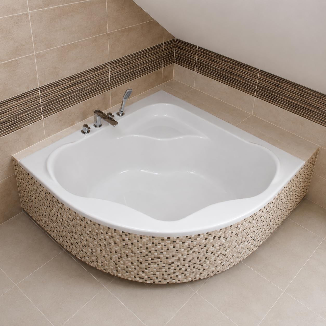 Wanna ECOLAM SELMA 150x150 cm + stelaż z możliwością obłożenia płytkami | Wanna narożna, wanna akrylowa, stelaż z polistyrenu do obłożenia płytkami | Symetryczny odpływ, biały akryl, komplet nóżek sil