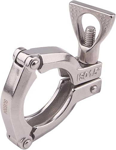 Miniatura 2 de DERNORD Abrazadera sanitaria de tres segmentos de 1,5 pulgadas de acero inoxidable 304 tri abrazadera trébol (abrazadera de tr 1,5 pulgadas))