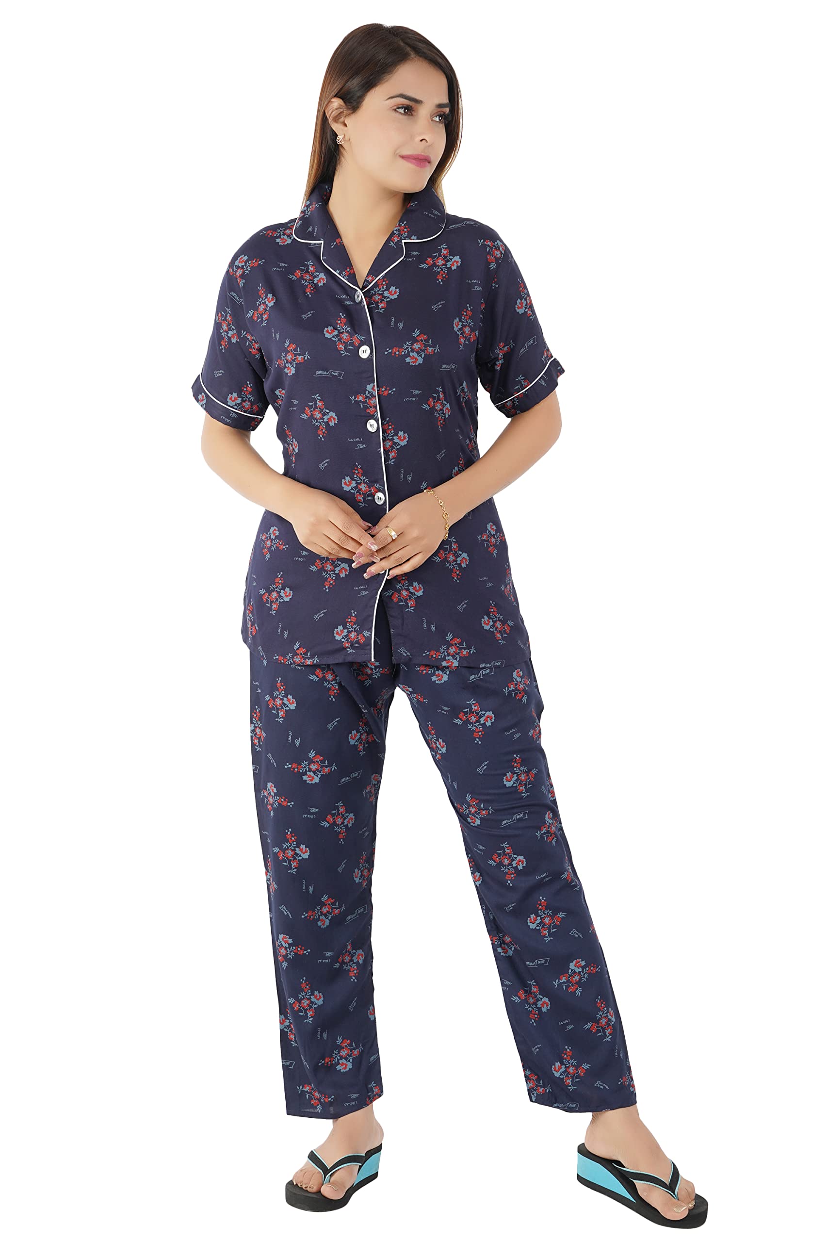 Women's Rayon All Over Print Night Suit-image-4