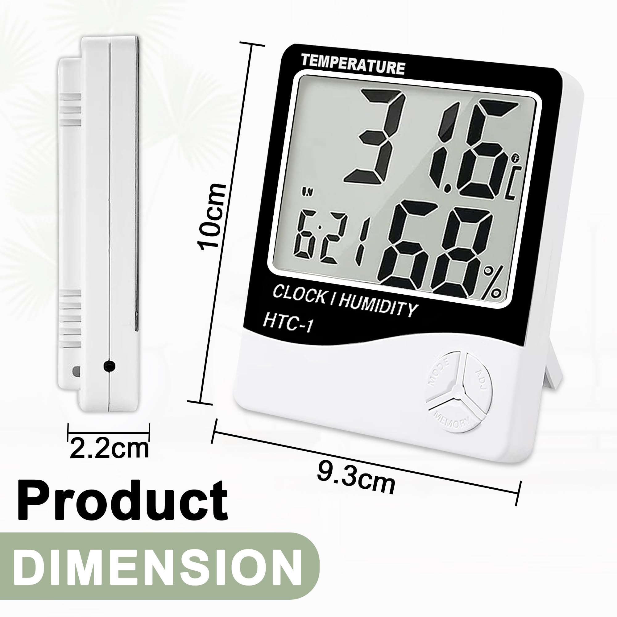 GLUN® HTC-1 Digital Wall Clock Hygrometer Thermometer with Humidity Meter – Accurate Indoor Sensor, LCD Display, Real-Time Monitoring for Home & Office - Image 5 thumbnail