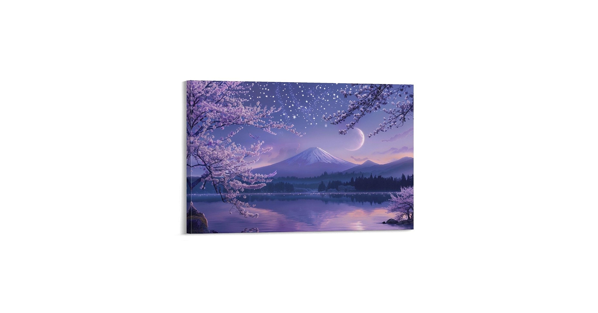 Amazon.co.jp: 絵画 富士山の三日月と満開の桜の眺め アートパネル