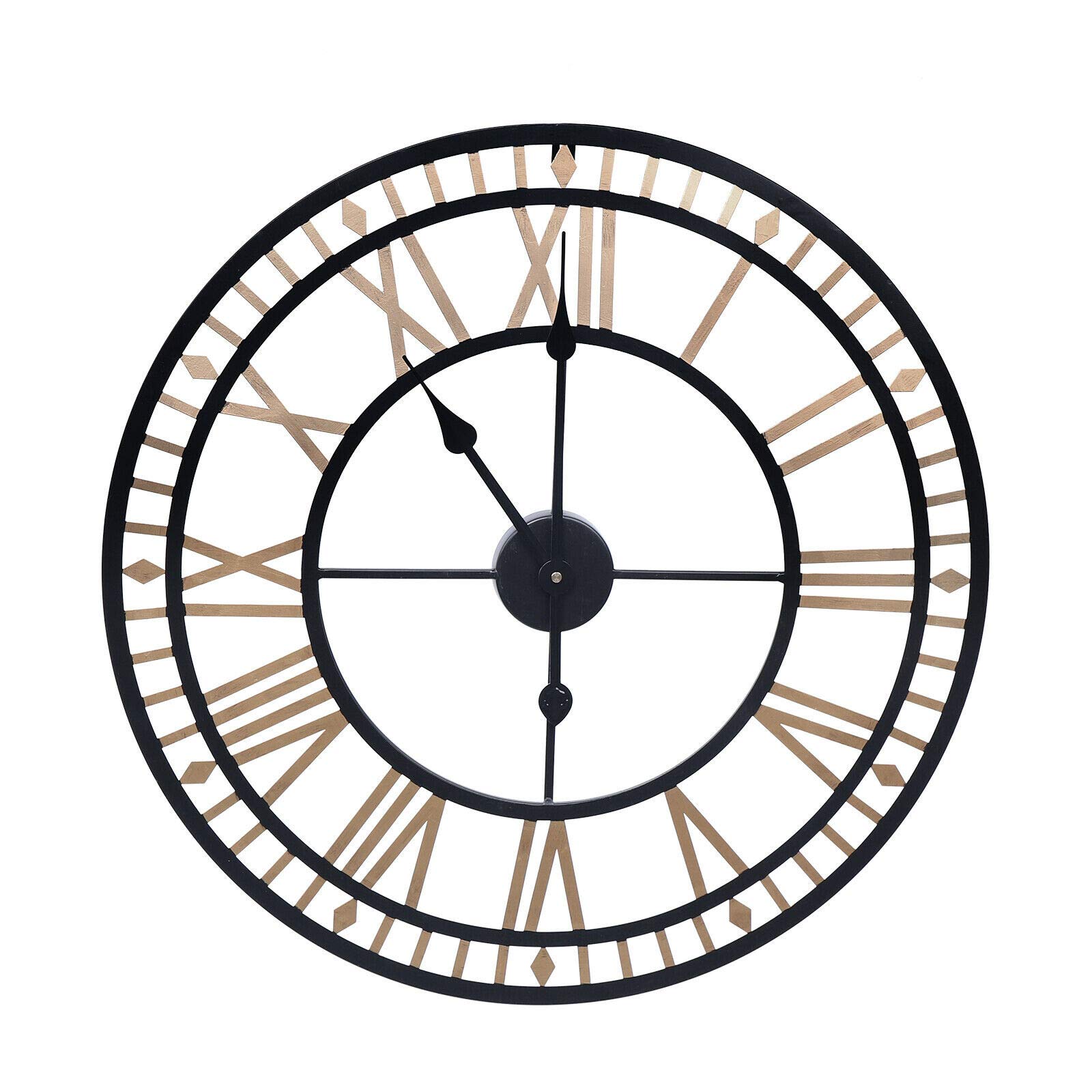 Futchoy Reloj de pared sin tictac, silencioso, 80 cm, números romanos de cuarzo, reloj de pared grande, fácil de leer para habitaciones, hogar, cocina, dormitorio, oficina, restaurante