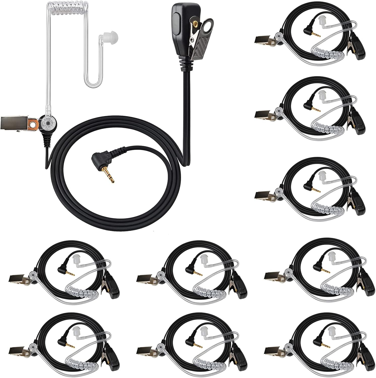 UAYESOK Surveillance Radio Earpiece for Motorola Talkabout T200 T200TP T260 T265 T280 T402 T460 T465 T600 T480 T800, Walkie Talkie Acoustic Tube Headset with Mic PTT (10 Pack)