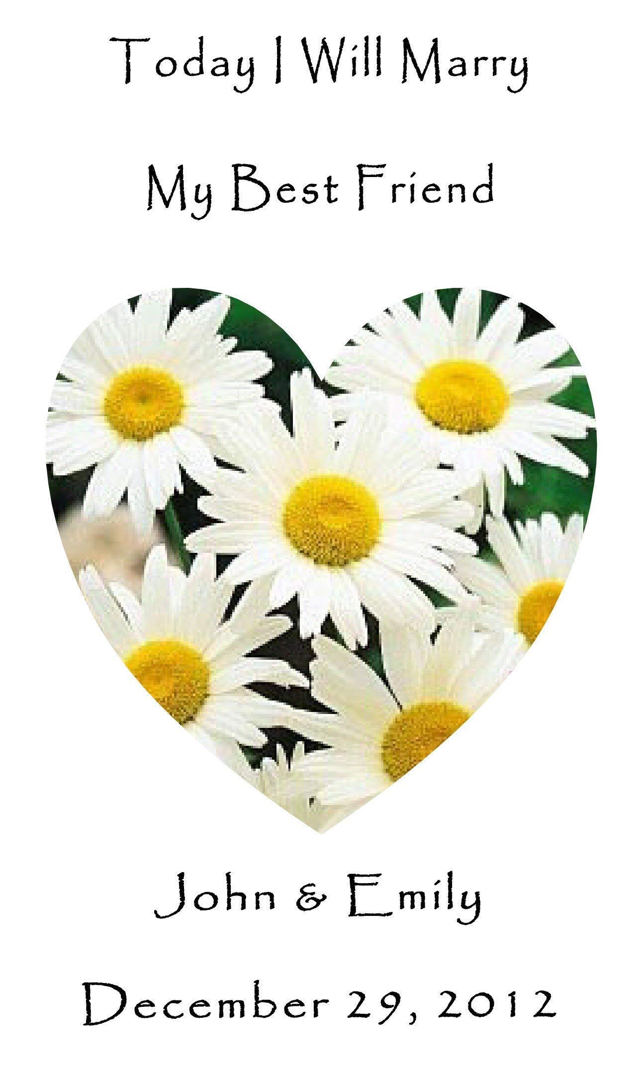 Wedding Wildflower Seed (seeds included) Packet Favors 100 qty. Personalized-White Shasta Daisy Heart Design 6 verses to choose