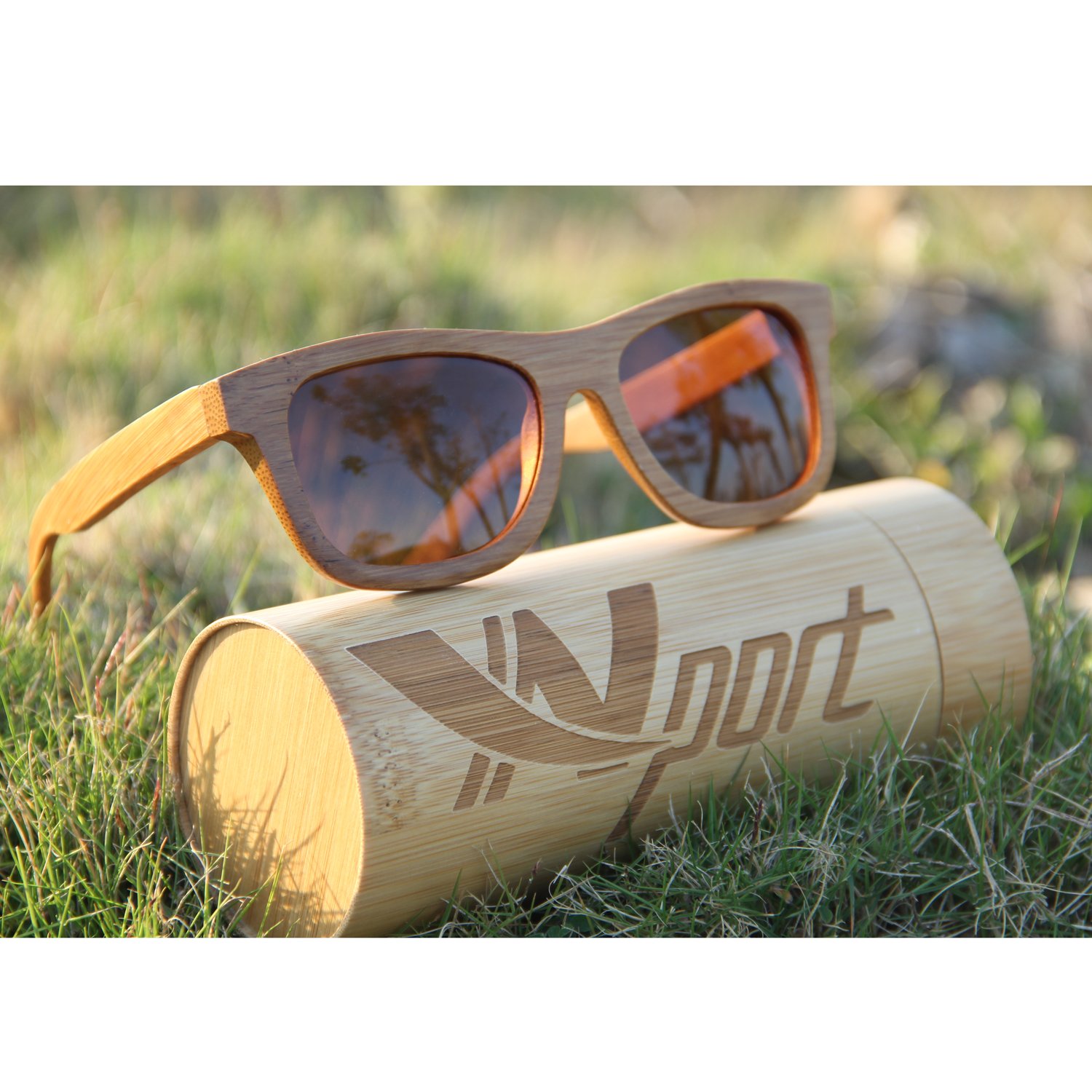 Ynport Bambus-Sonnenbrille für Herren/Damen, klassisches Design, mit Holz beschichtet, Vintage-Stil, Floating Eyewear